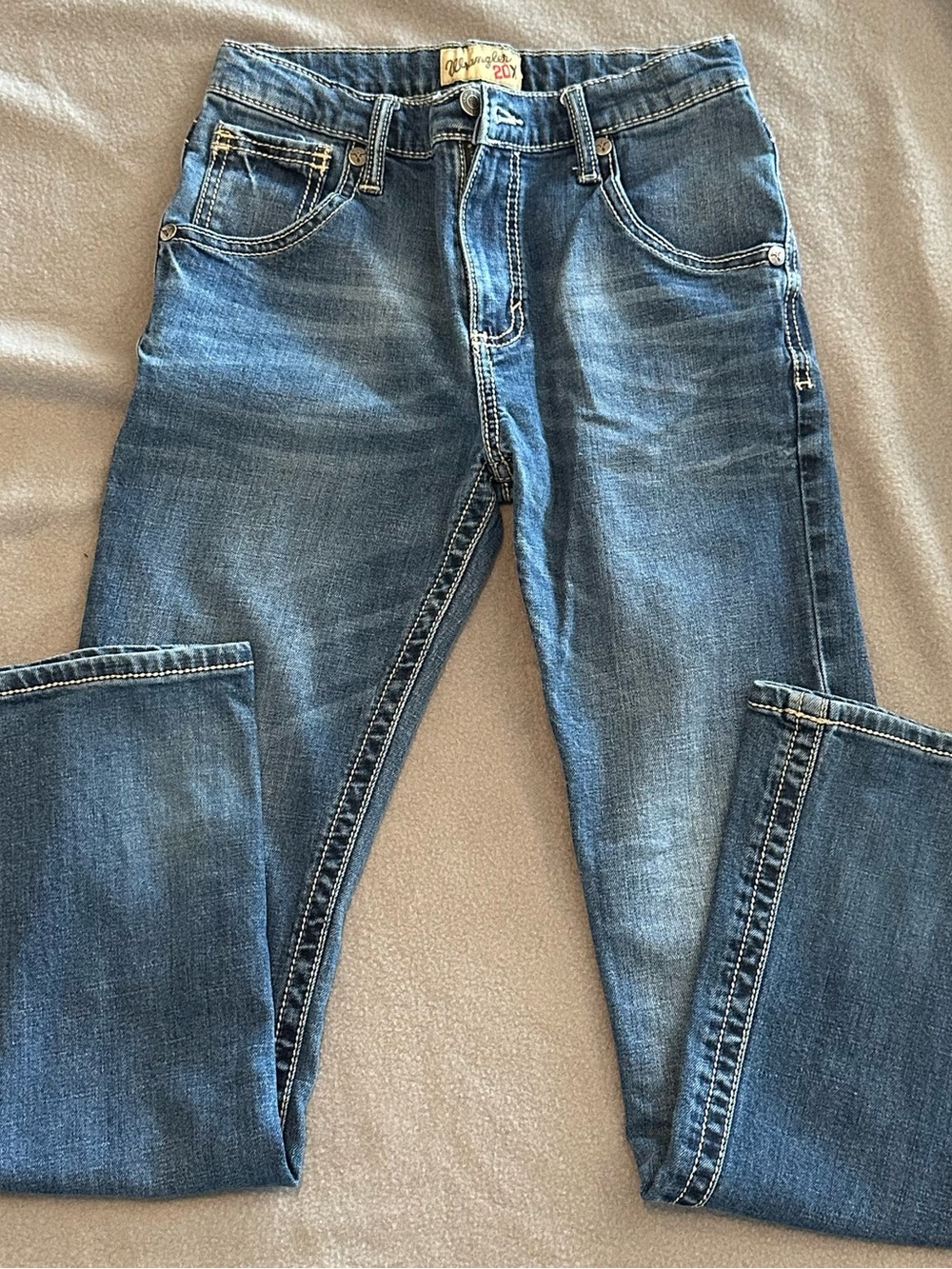 Wrangler Kids Dark Blue Denim Jeans with Contrast Stitching - Picture 2 of 4